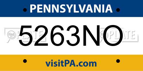 5263NO Pennsylvania License Plate