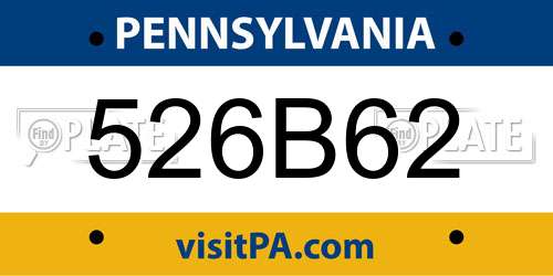 526B62 Pennsylvania License Plate