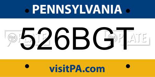 526BGT Pennsylvania License Plate