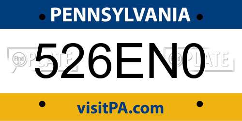 526EN0 Pennsylvania License Plate