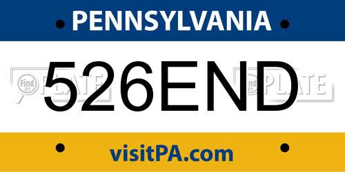 526END Pennsylvania License Plate