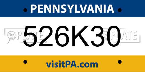 526K30 Pennsylvania License Plate