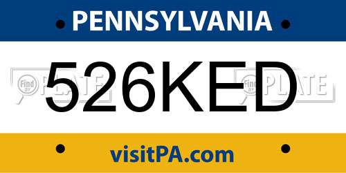 526KED Pennsylvania License Plate