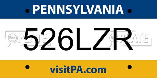 526LZR Pennsylvania License Plate
