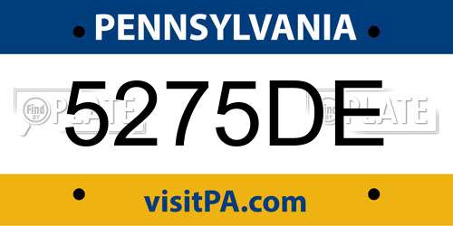 5275DE Pennsylvania License Plate