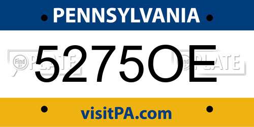 5275OE Pennsylvania License Plate