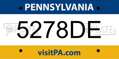 5278DE Pennsylvania License Plate