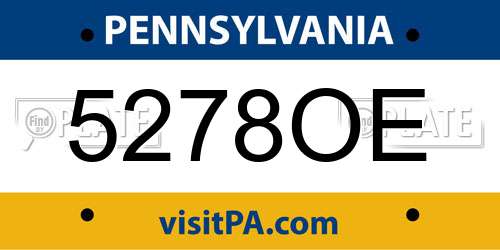 5278OE Pennsylvania License Plate
