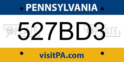 527BD3 Pennsylvania License Plate