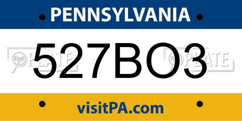 527BO3 Pennsylvania License Plate