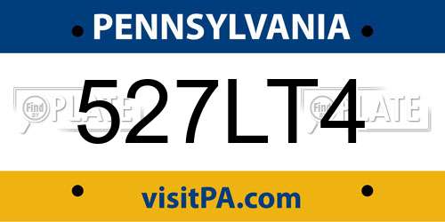 527LT4 Pennsylvania License Plate
