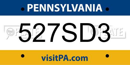 527SD3 Pennsylvania License Plate