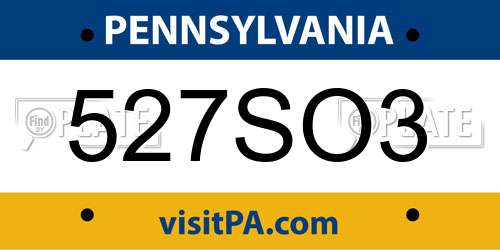 527SO3 Pennsylvania License Plate