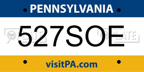 527SOE Pennsylvania License Plate