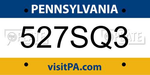 527SQ3 Pennsylvania License Plate