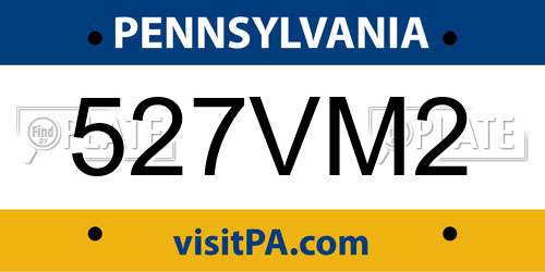 527VM2 Pennsylvania License Plate
