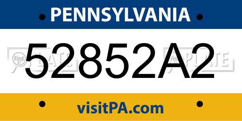 52852A2 Pennsylvania License Plate
