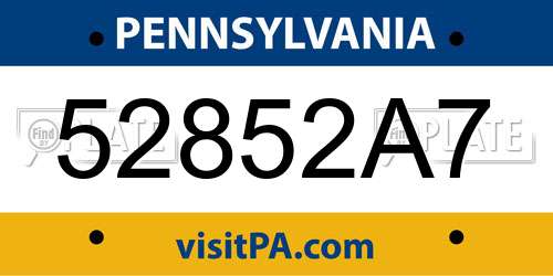 52852A7 Pennsylvania License Plate