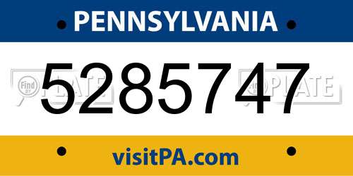 5285747 Pennsylvania License Plate