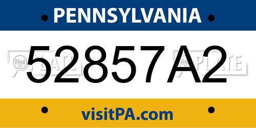 52857A2 Pennsylvania License Plate