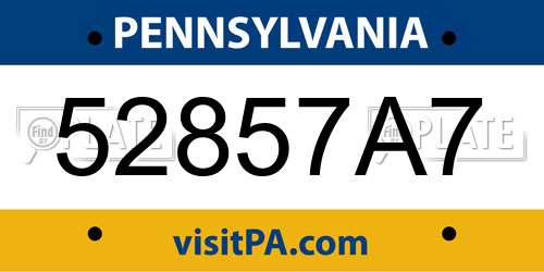 52857A7 Pennsylvania License Plate