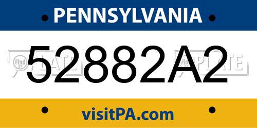 52882A2 Pennsylvania License Plate