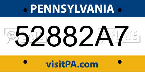 52882A7 Pennsylvania License Plate