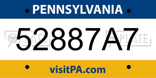 52887A7 Pennsylvania License Plate