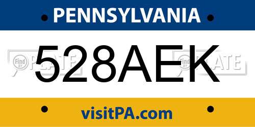 528AEK Pennsylvania License Plate