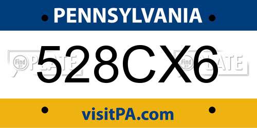 528CX6 Pennsylvania License Plate