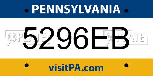 5296EB Pennsylvania License Plate