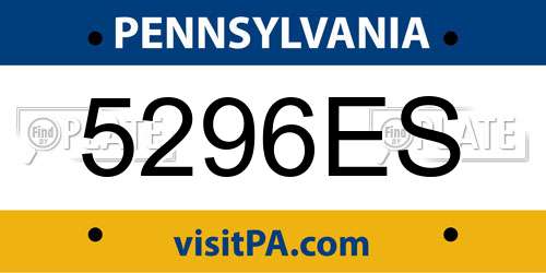 5296ES Pennsylvania License Plate