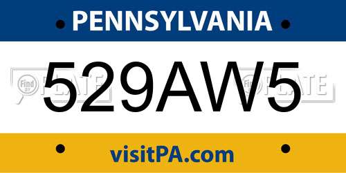 529AW5 Pennsylvania License Plate