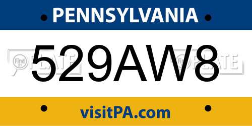 529AW8 Pennsylvania License Plate