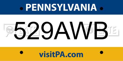 529AWB Pennsylvania License Plate