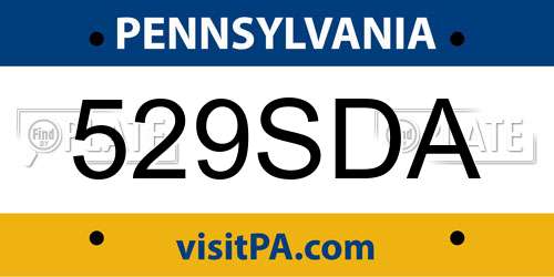 529SDA Pennsylvania License Plate
