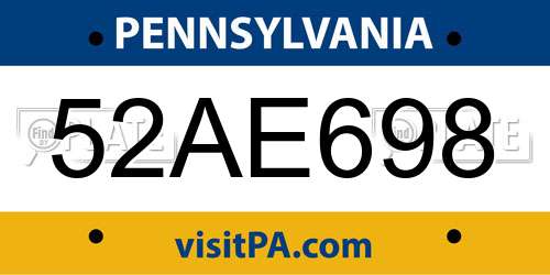 52AE698 Pennsylvania License Plate