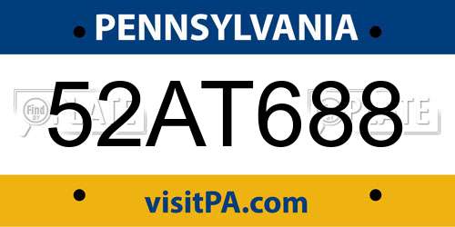 52AT688 Pennsylvania License Plate