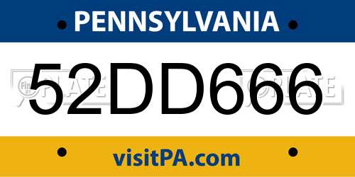 52DD666 Pennsylvania License Plate