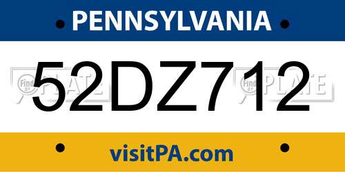 52DZ712 Pennsylvania License Plate