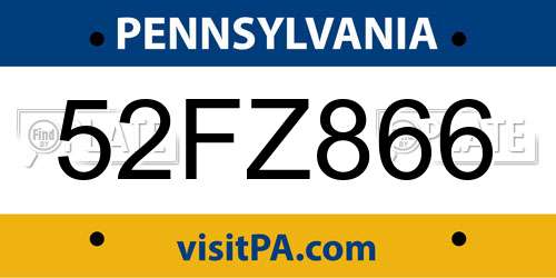 52FZ866 Pennsylvania License Plate