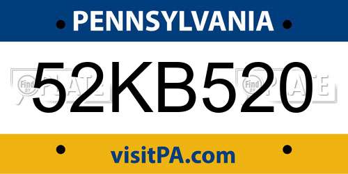 52KB520 Pennsylvania License Plate