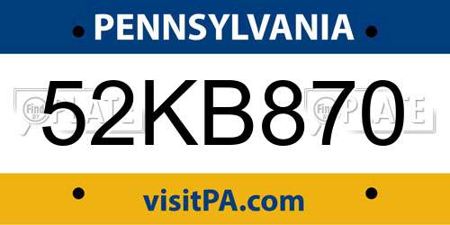 52KB870 Pennsylvania License Plate