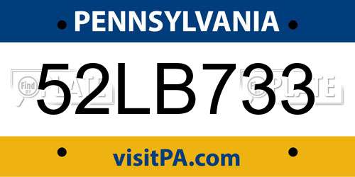 52LB733 Pennsylvania License Plate