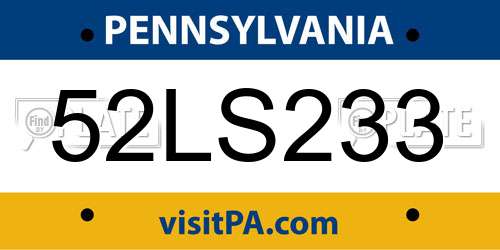 52LS233 Pennsylvania License Plate