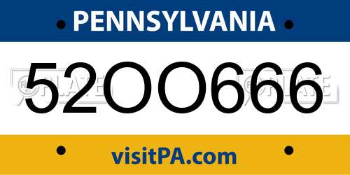 52OO666 Pennsylvania License Plate