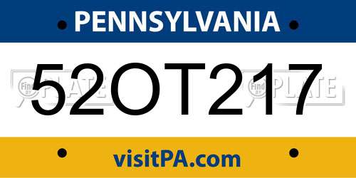 52OT217 Pennsylvania License Plate
