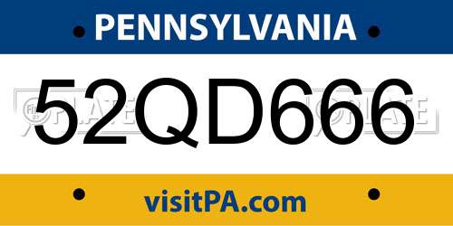 52QD666 Pennsylvania License Plate