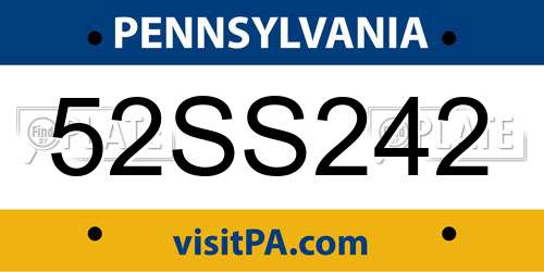 52SS242 Pennsylvania License Plate