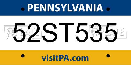 52ST535 Pennsylvania License Plate